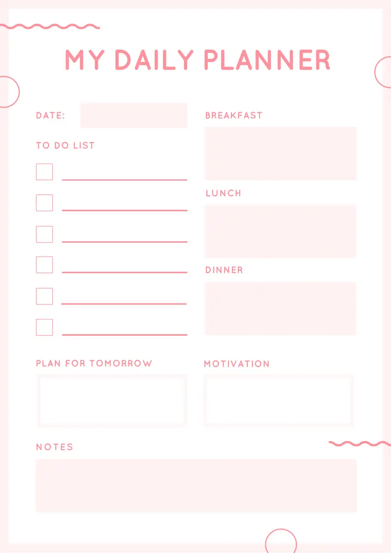 daily planner without times