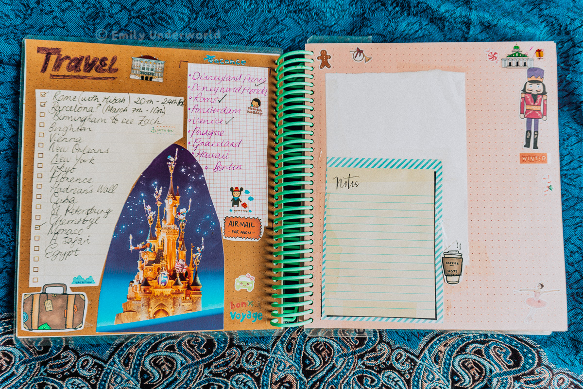 bullet journal travel bucket list