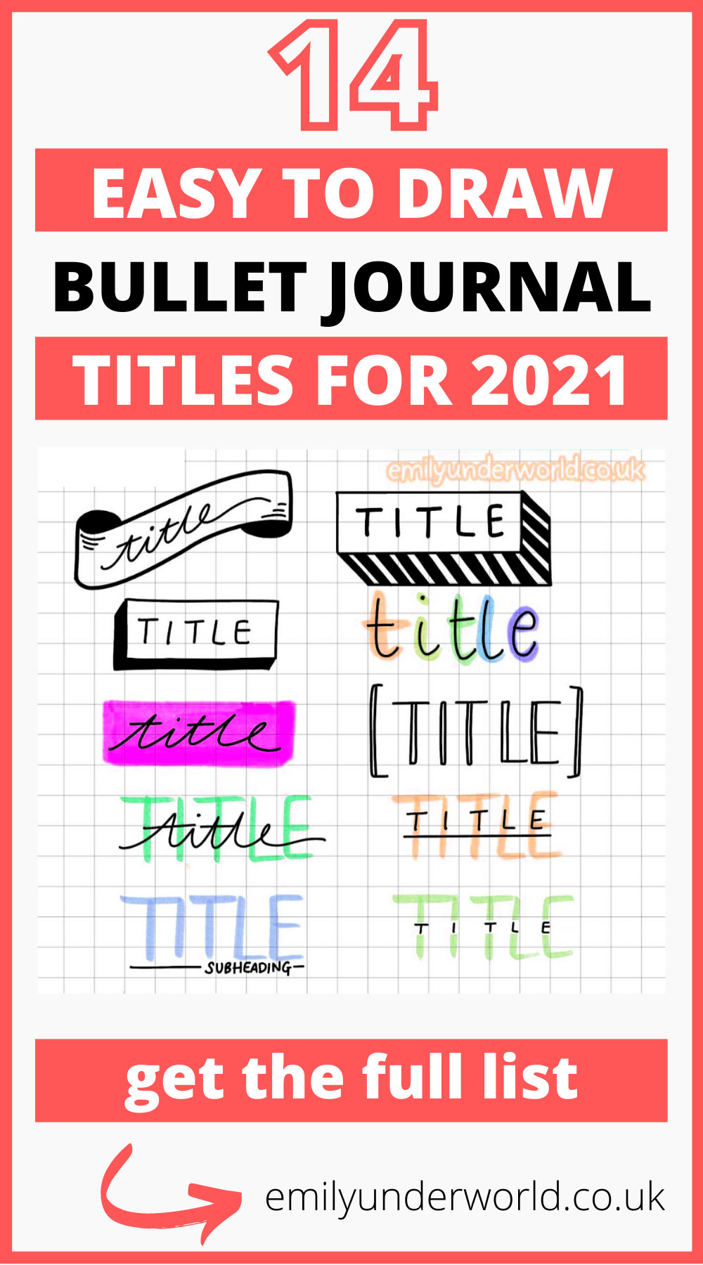 14 Easy To Draw Bullet Journal Titles for 2021.