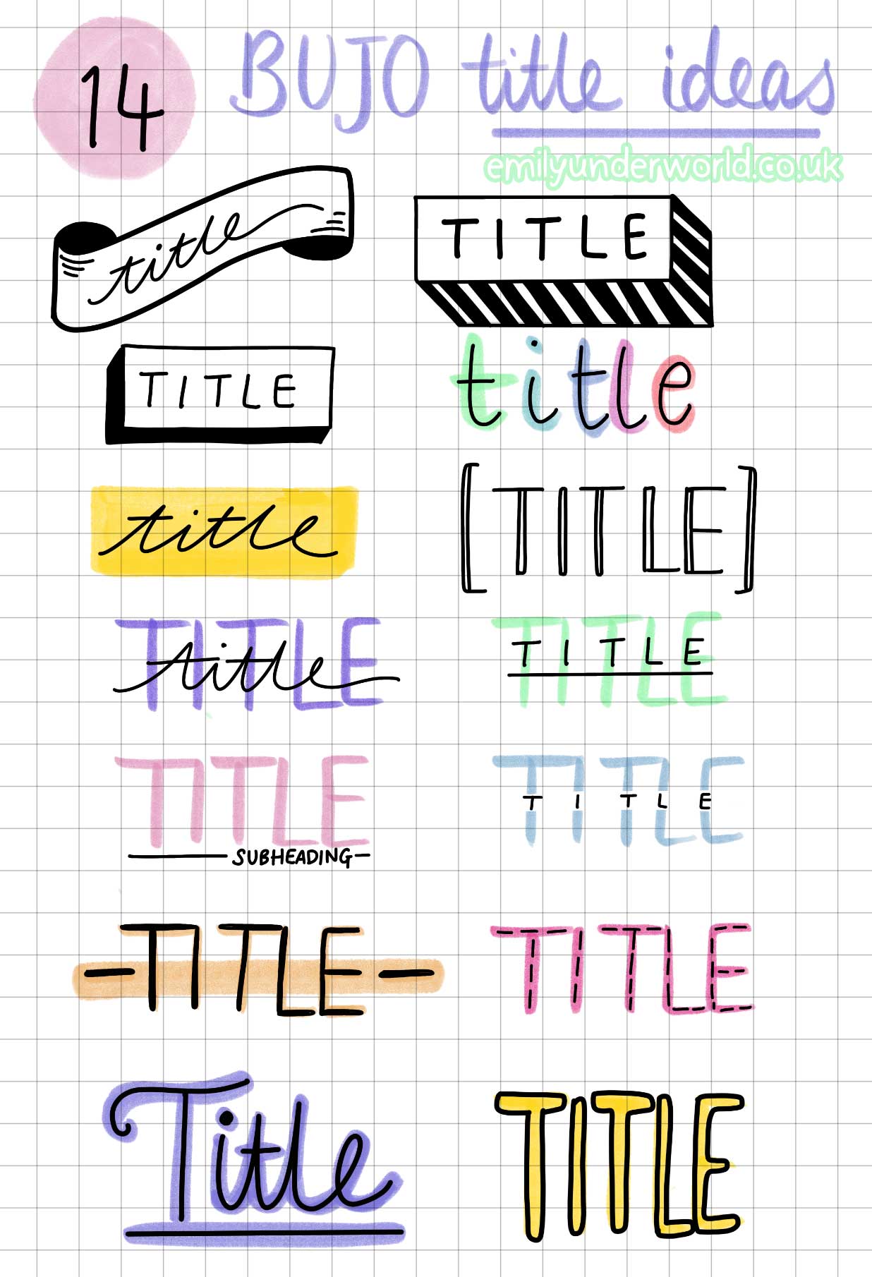 14 Super Simple Bullet Journal Title Ideas Emily Underworld