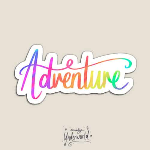 Adventure Rainbow Lettering Sticker.