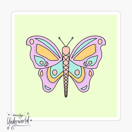 Pastel Butterfly Sticker.