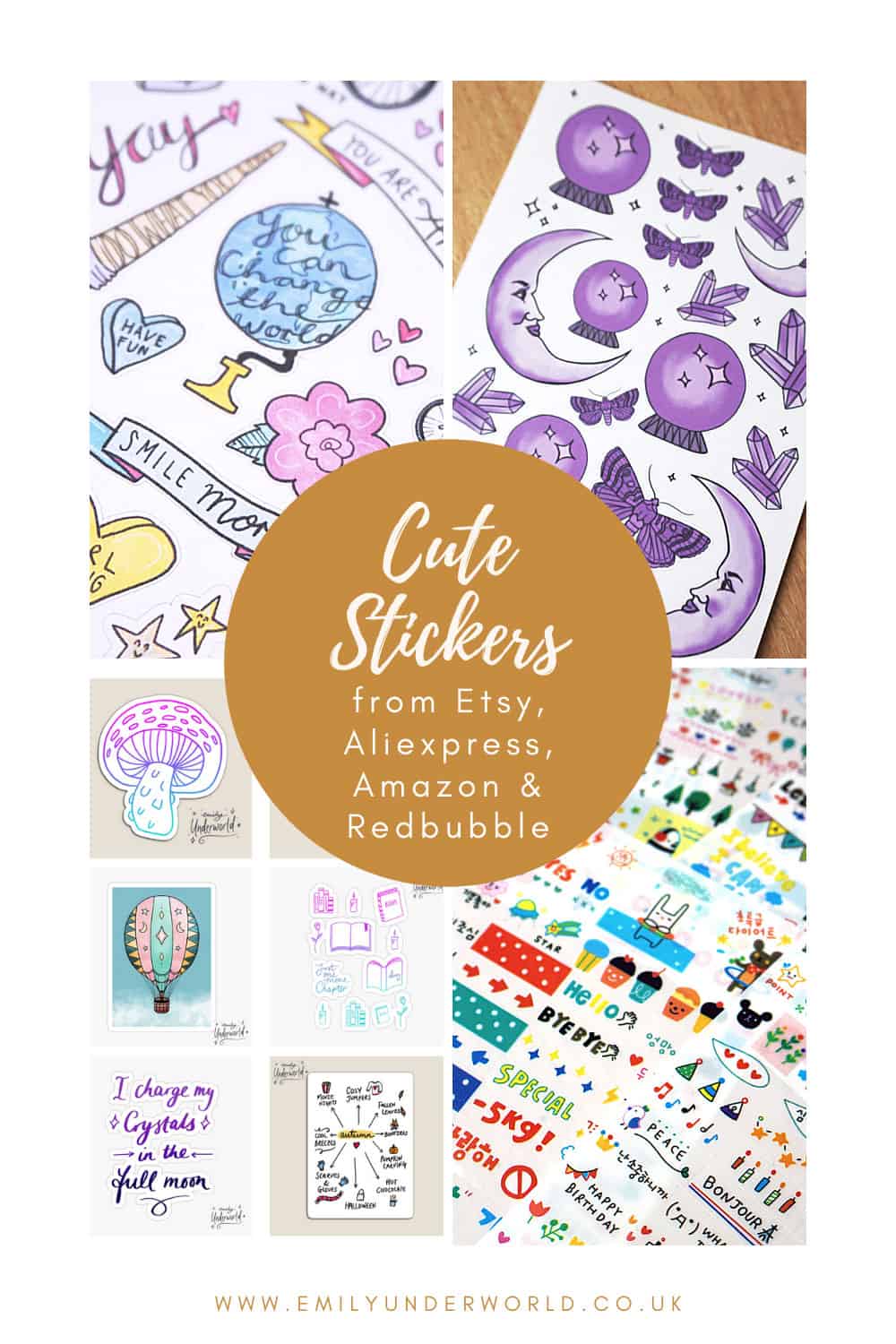 Cute Stickers from Etsy, Aliexpress, Amazon and Redbubble.
