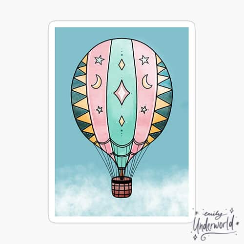 Pastel Hot Air Balloon Sticker.