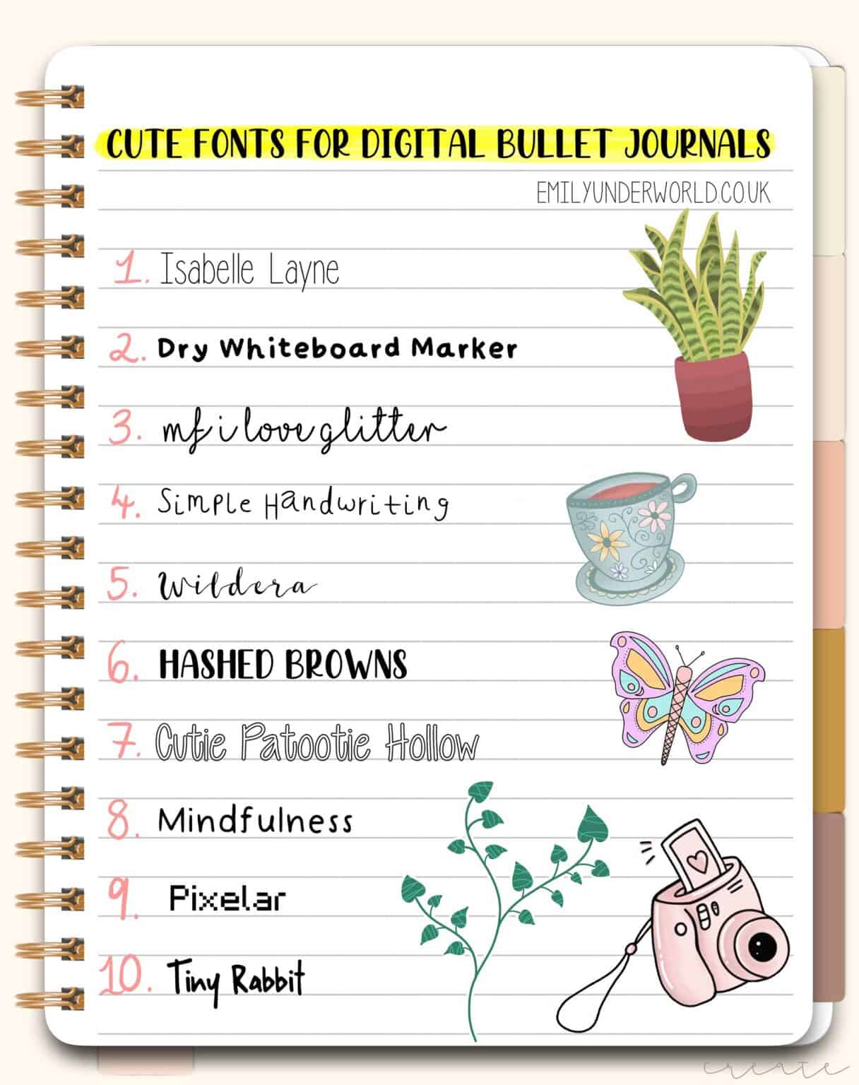 10 Cute Digital Bullet Journal Fonts GoodNotes Fonts