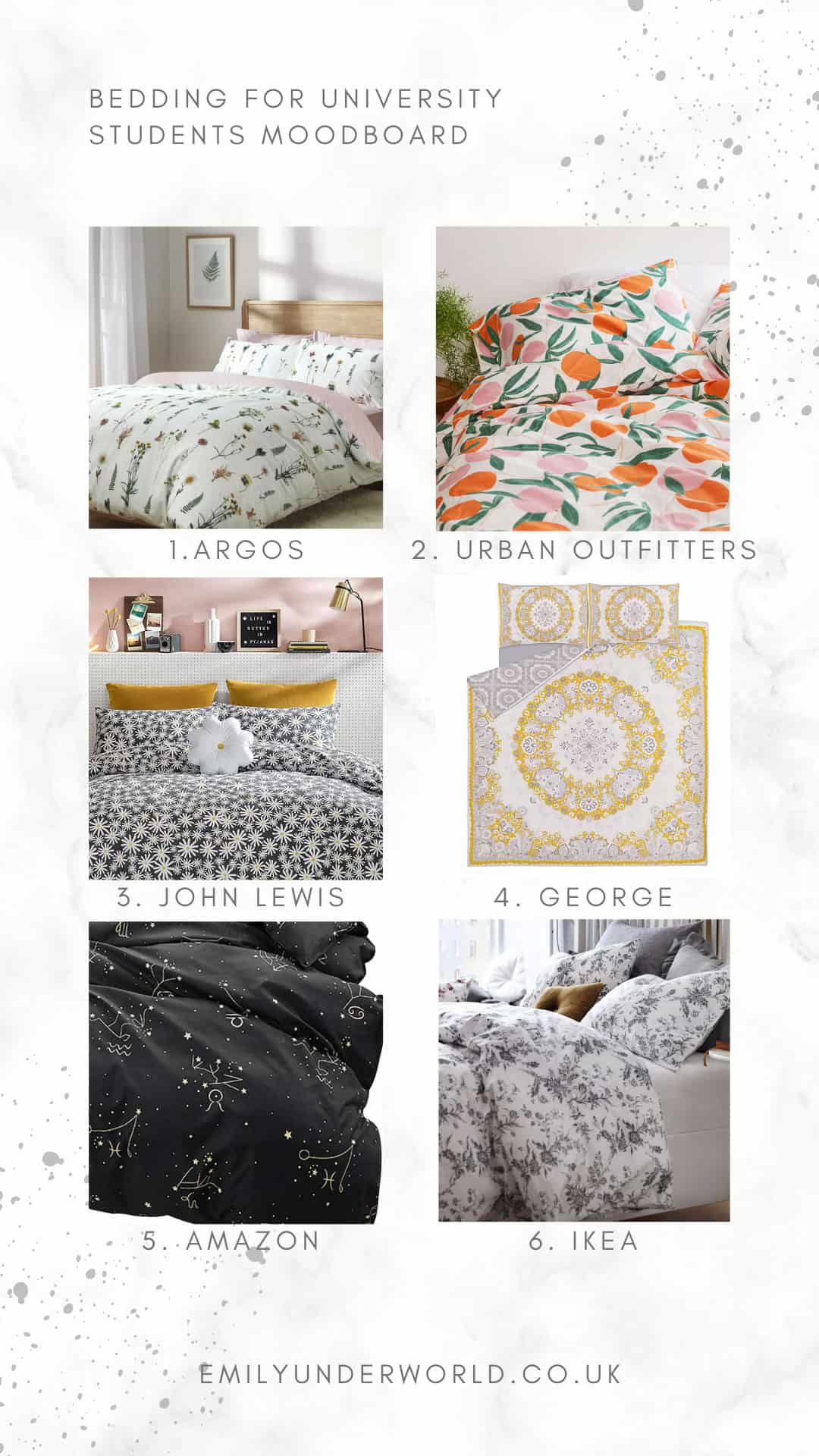 Bedding for University Students Moodboard