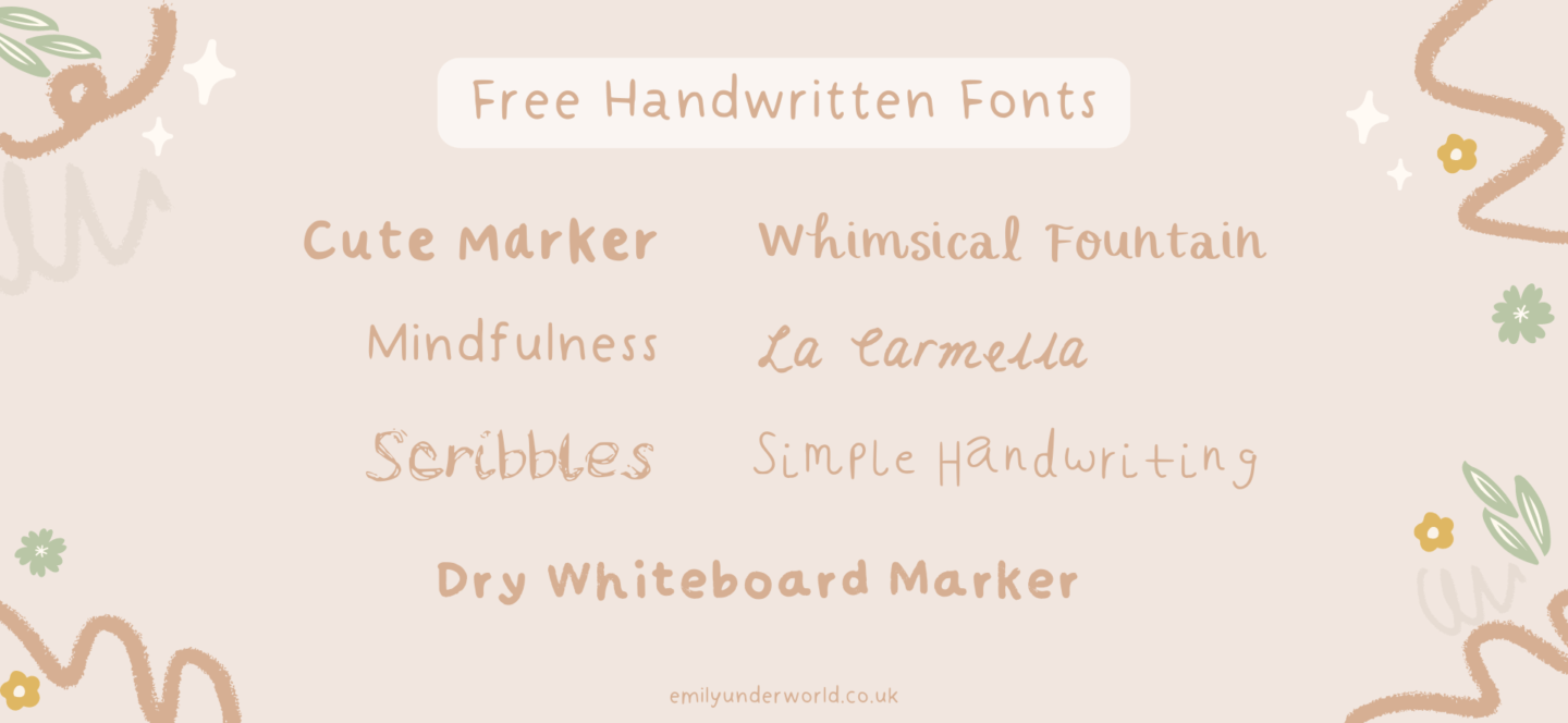 Free Handwritten Fonts by Emily Underworld