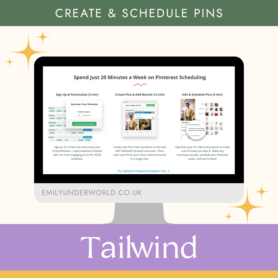 create & schedule pins: tailwind