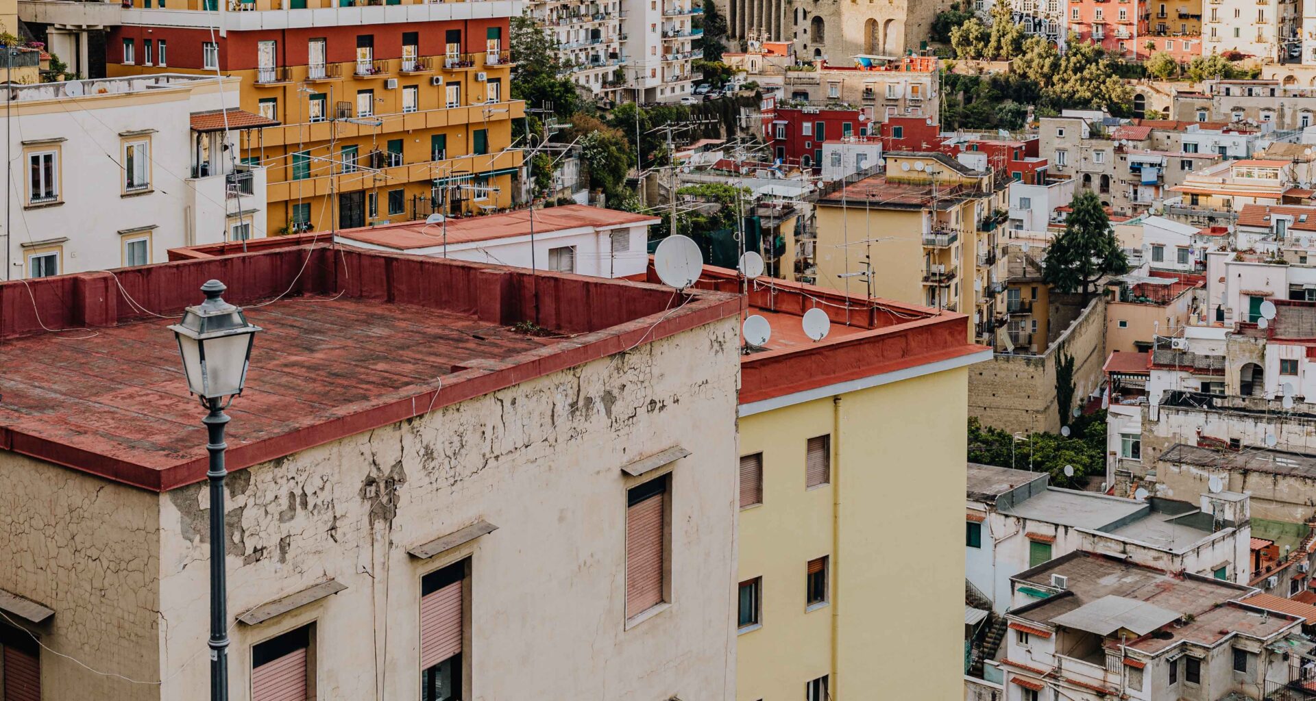 naples old houses at sunset