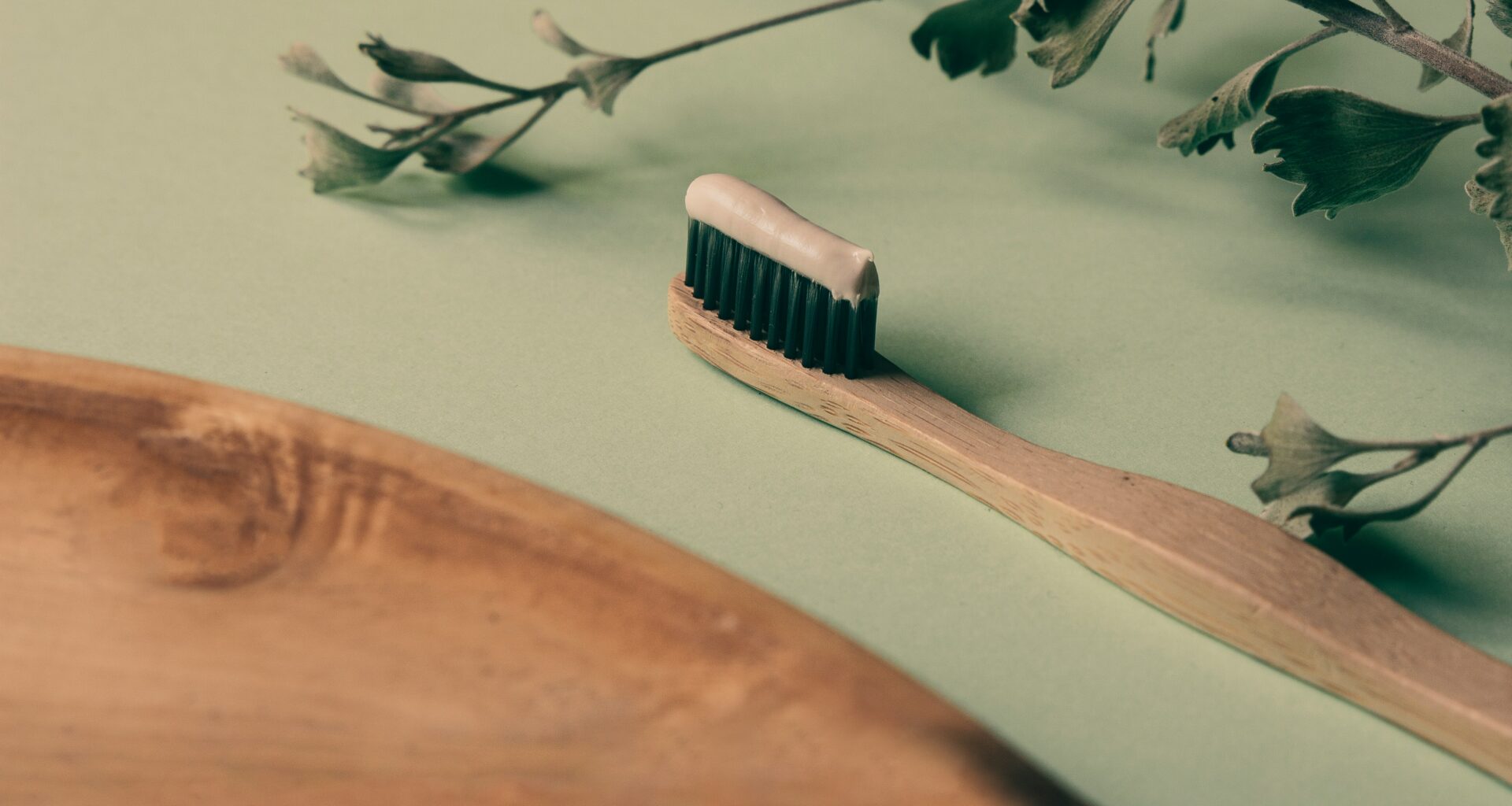 natural oral health mint and bamboo toothbrush