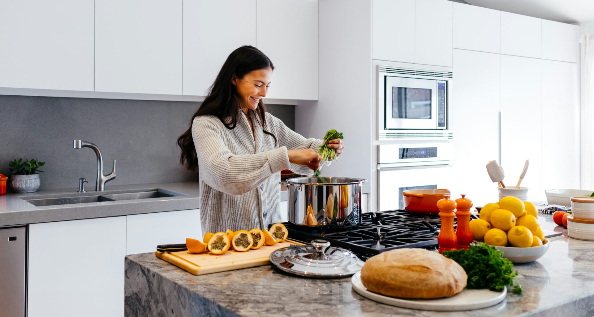 woman preparing healthy food in a kitchen