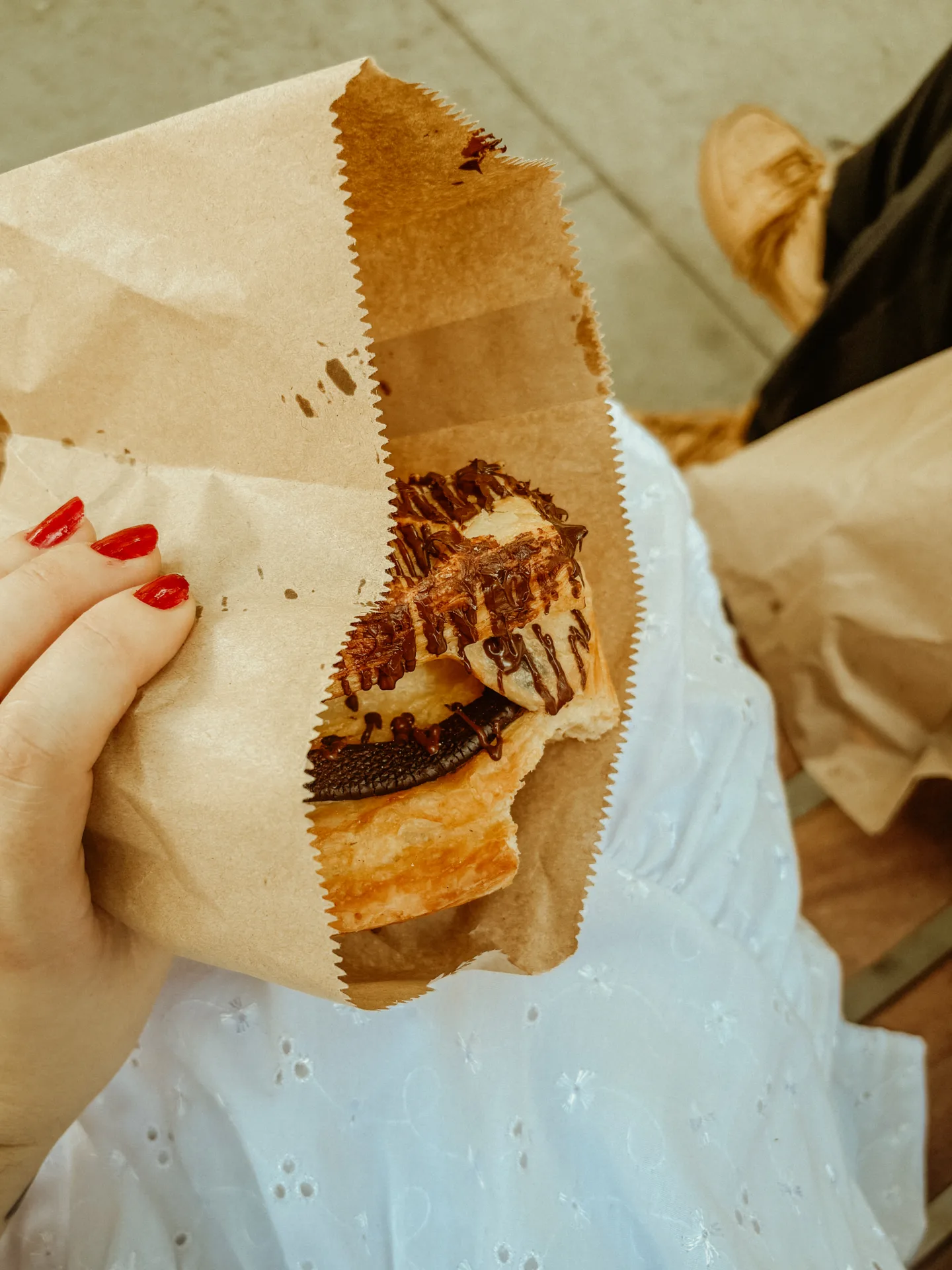 eating a pastry in london