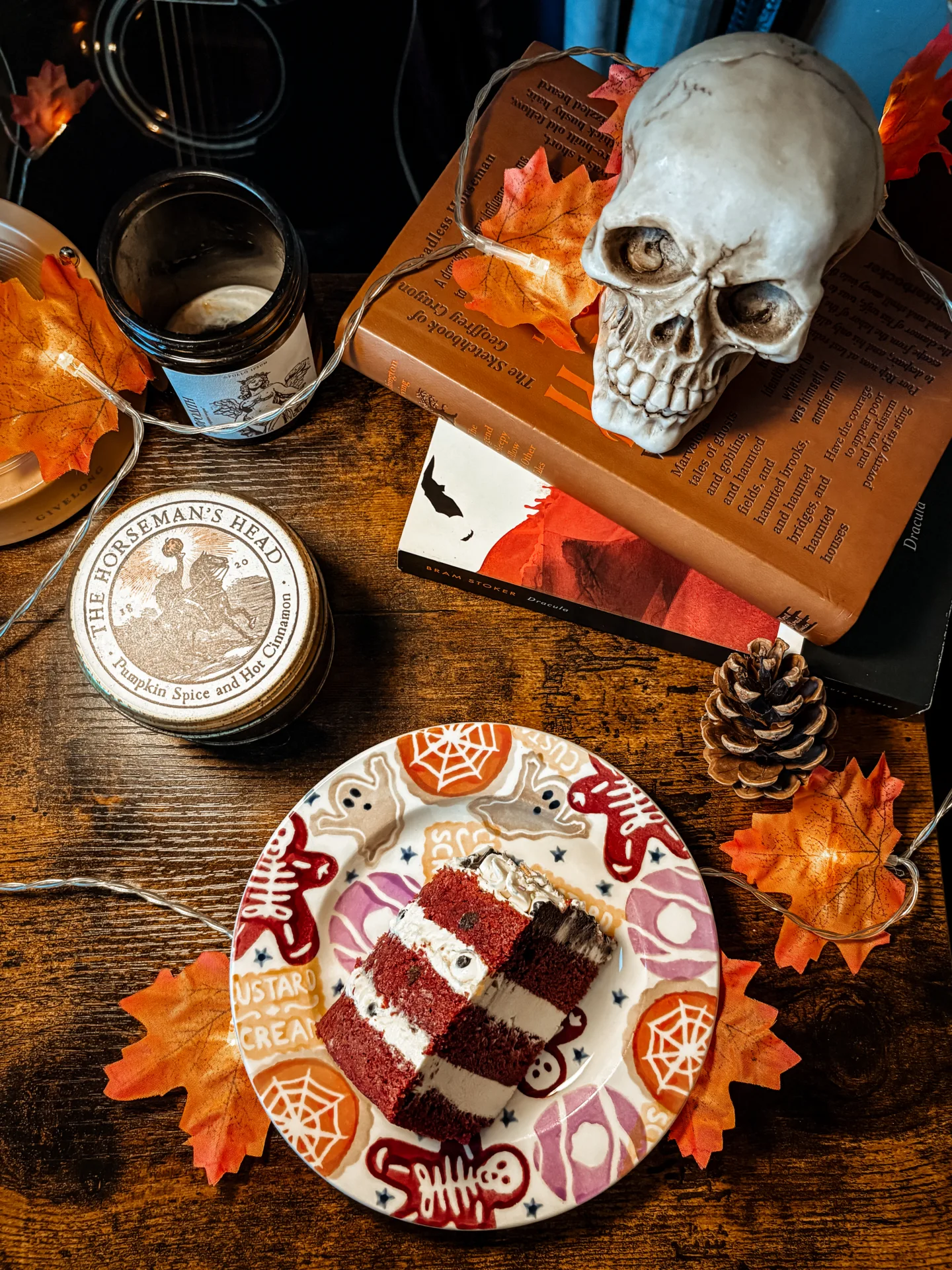 halloween dark academia flatlay