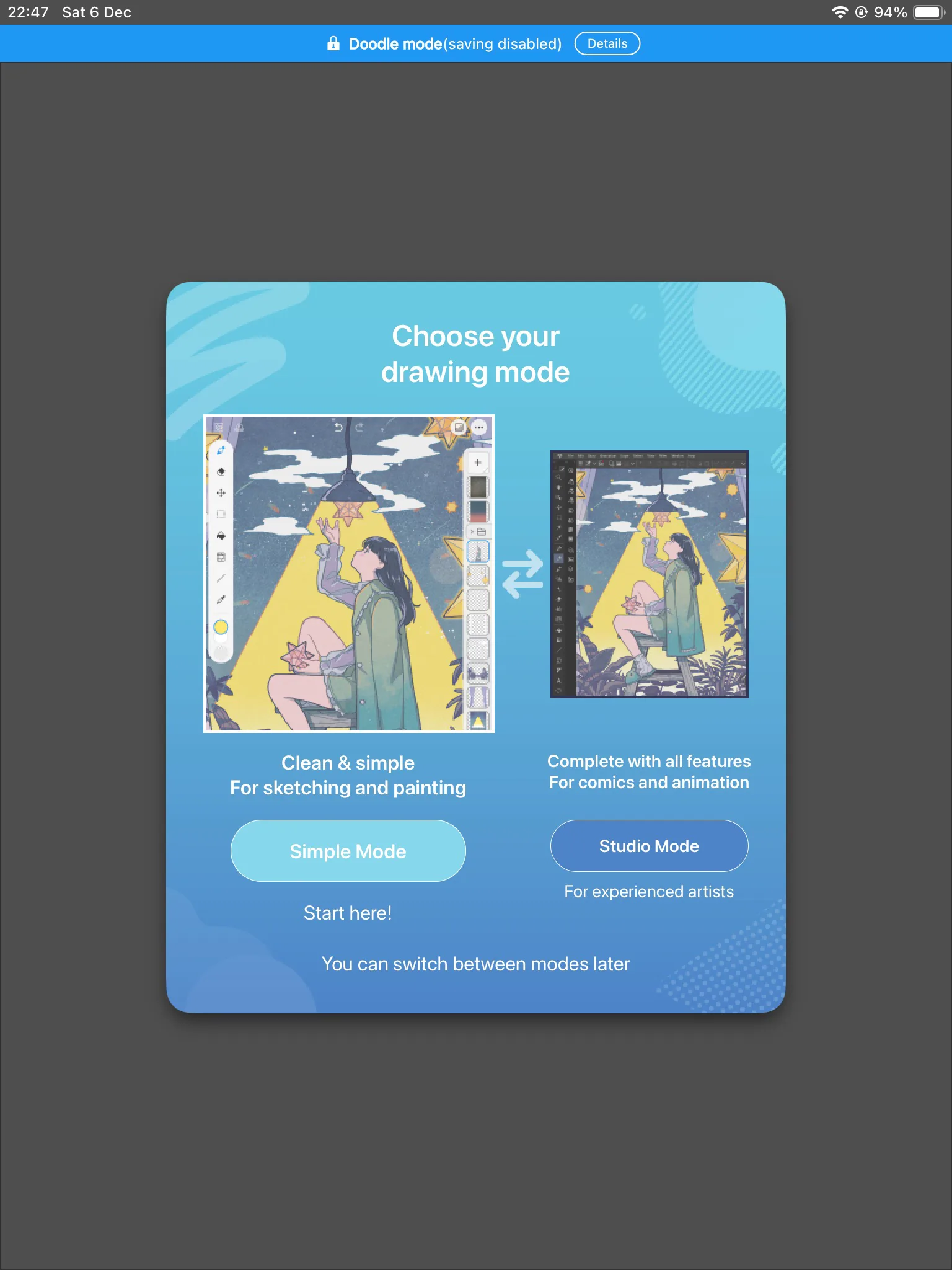 clip studio paint on ipad for digital drawing