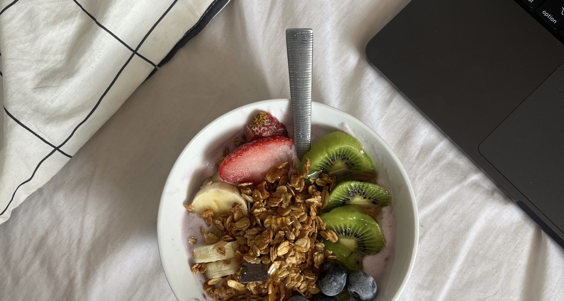 healthy breakfast in bed