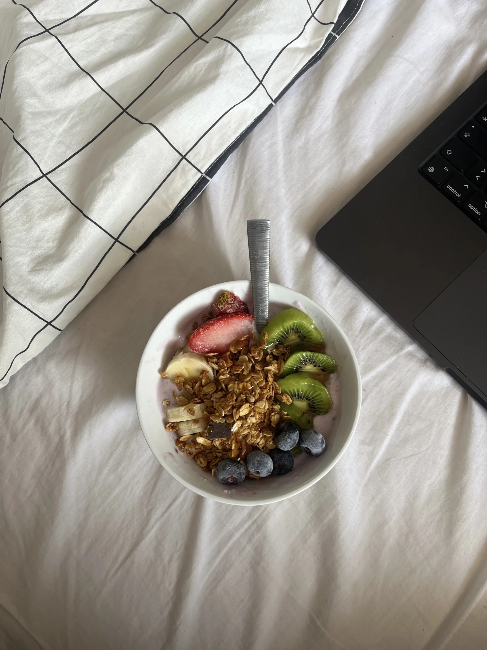healthy breakfast in bed