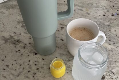 wellness supplements, water and ginger