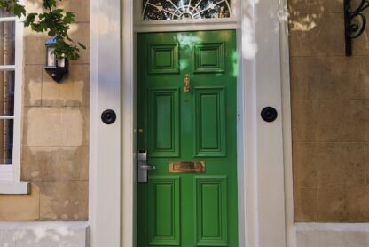 outside house green door