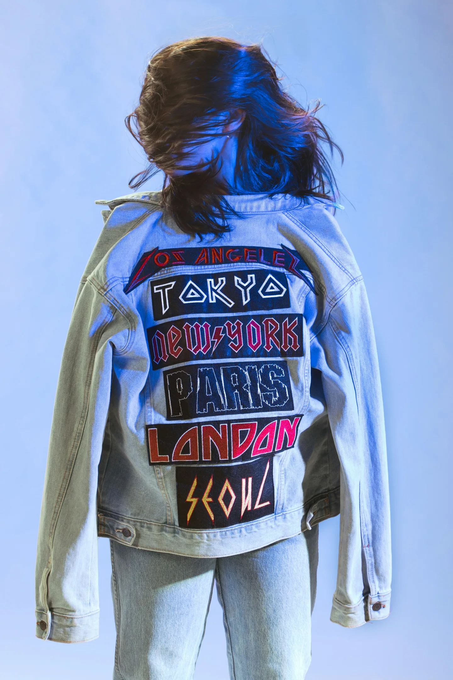 grunge style customised denim jacket