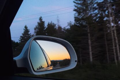 looking out of car window