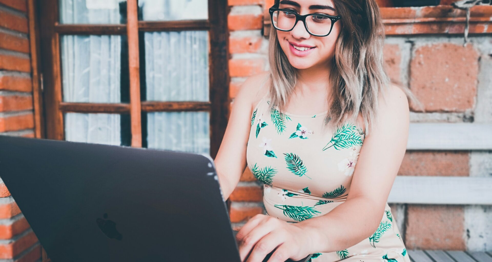 woman using laptop