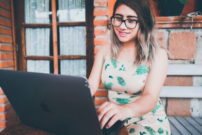 woman using laptop
