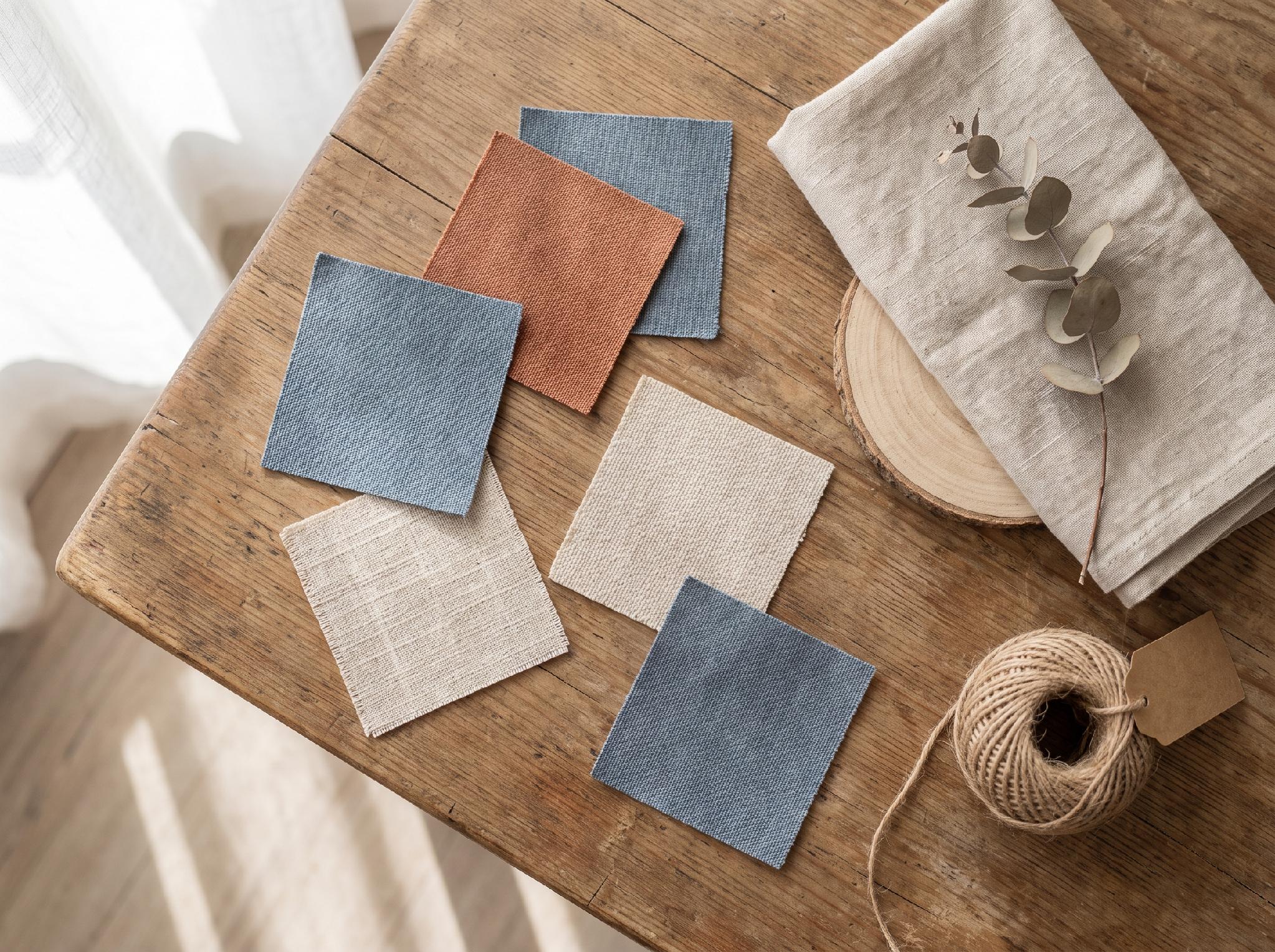 textured fabrics on table